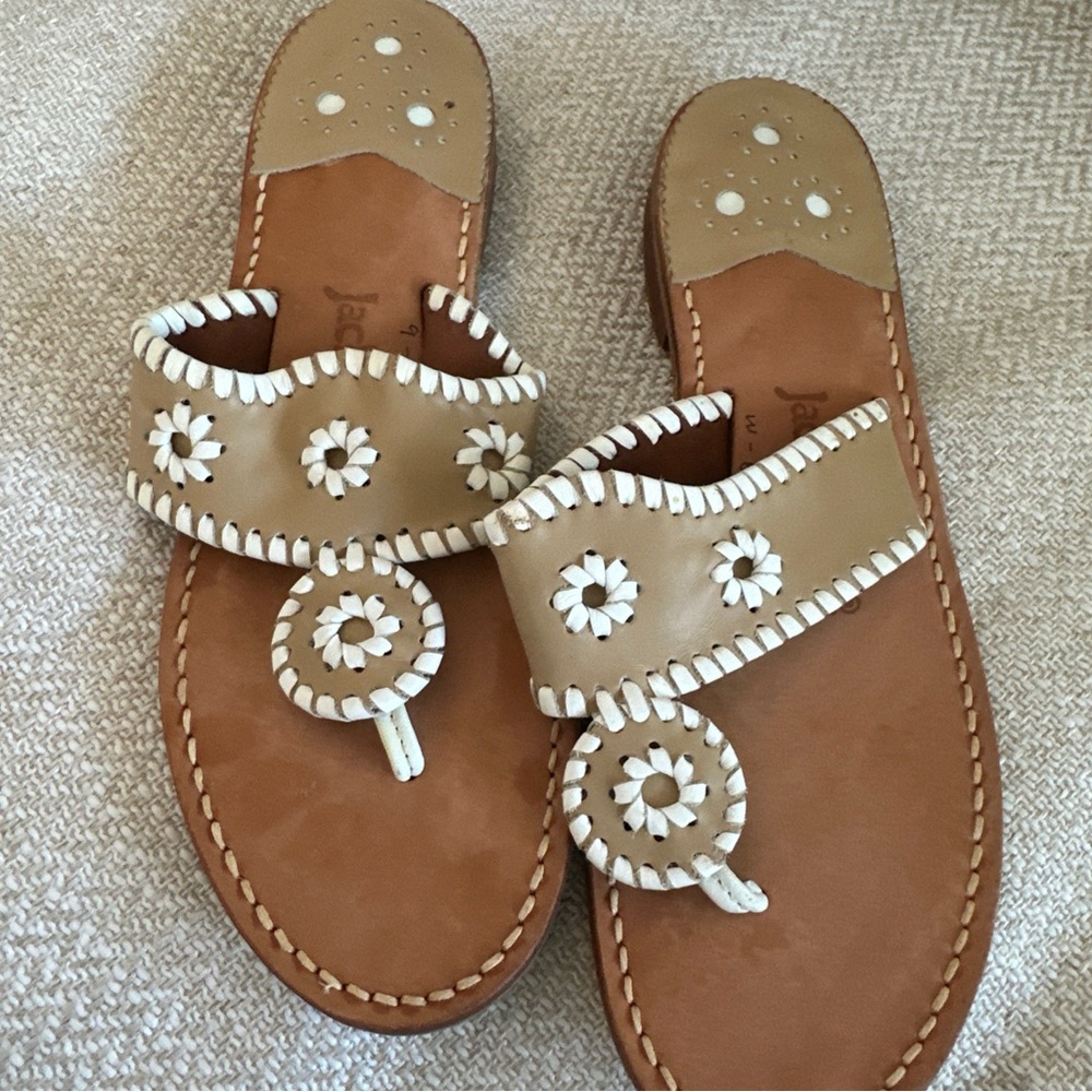 Jack Rogers Women's Beige and White Sandals